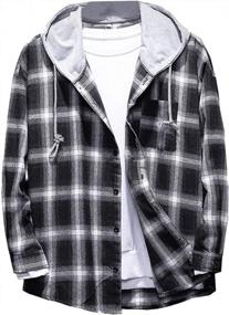 img 4 attached to Stylish Plaid Hooded Shirts For Men: Lightweight And Versatile For Casual Occasions