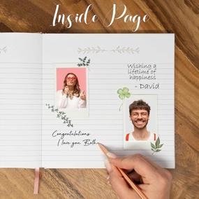 img 1 attached to 🌸 Rose Gold LEMON SHERBET Wedding Guest Book with Pen and Holder - Photo Album Sign-in - Hard Cover, 32 Thick White Pages, Rose Gold Gilded Edges