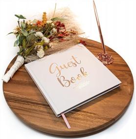 img 2 attached to 🌸 Rose Gold LEMON SHERBET Wedding Guest Book with Pen and Holder - Photo Album Sign-in - Hard Cover, 32 Thick White Pages, Rose Gold Gilded Edges