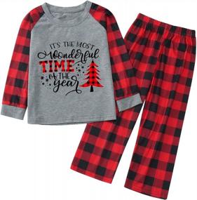 img 2 attached to Будьте праздничными с подходящей рождественской пижамой для всей семьи - красный комплект пижамы с рождественским оленем в клетку