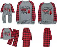 get festive with matching christmas pajamas for the whole family - red plaid xmas deer sleepwear set logo