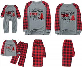 img 4 attached to Get Festive With Matching Christmas Pajamas For The Whole Family - Red Plaid Xmas Deer Sleepwear Set