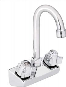 img 4 attached to Kitchen Sink Faucet Wall Mount - DuraSteel 4" Center Commercial Kitchen Sink Faucet With 3-1/2" Gooseneck Spout - Dual Knob Handles - Brass Constructed & Chrome Polished