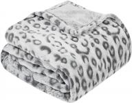 twin size fleece flannel printed blanket 61x80 inches soft lightweight microfiber throw for couch/sofa/bed all season leopard cheetah grey logo