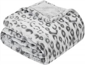 img 4 attached to Twin Size Fleece Flannel Printed Blanket 61X80 Inches Soft Lightweight Microfiber Throw For Couch/Sofa/Bed All Season Leopard Cheetah Grey