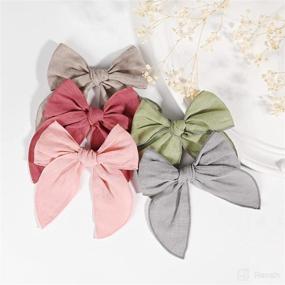 img 2 attached to 🎀 DEEKA Large Linen Hair Bow 8 PCS - Handmade Neutral Hair Accessories for Toddler Girls & Little Kids