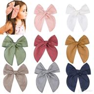 🎀 deeka large linen hair bow 8 pcs - handmade neutral hair accessories for toddler girls & little kids logo