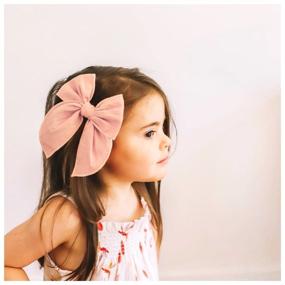 img 3 attached to 🎀 DEEKA Large Linen Hair Bow 8 PCS - Handmade Neutral Hair Accessories for Toddler Girls & Little Kids