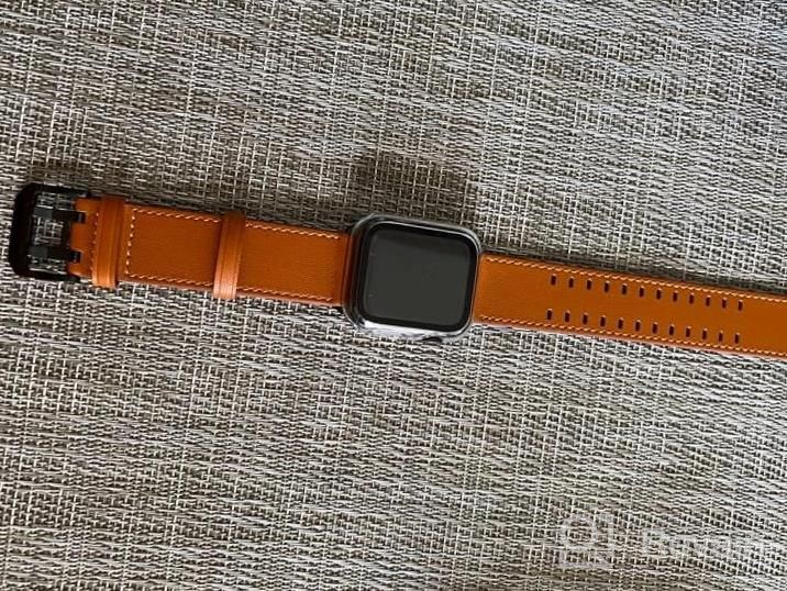 img 1 attached to Premium Genuine Leather Bands For Apple Watch - Compatible With Ultra Series 8 7 6 5 4 3 2 1 SE2 SE In 49Mm 45Mm 44Mm 42Mm Sizes - Stylish Replacement Wristband Strap For Men And Women - Brown/Black review by Leah Jackson