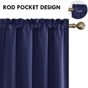 img 1 attached to DWCN Navy Blue Room Darkening Blackout Curtains - Thermal Insulated Privacy Energy Saving Window Curtain Drapes 52 X 45 Inch Length, Set Of 2 Bedroom Living Room Curtains