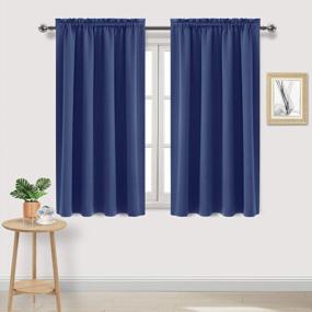 img 4 attached to DWCN Navy Blue Room Darkening Blackout Curtains - Thermal Insulated Privacy Energy Saving Window Curtain Drapes 52 X 45 Inch Length, Set Of 2 Bedroom Living Room Curtains