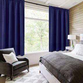 img 3 attached to DWCN темно-синяя комната, затемняющие плотные шторы - теплоизолированные, энергосберегающие оконные шторы, длина 52 x 45 дюймов, набор из 2-х комнатных штор для гостиной