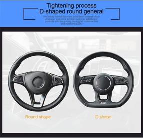 img 1 attached to Enhanced Comfort and Style: Black/Blue Leather Car Steering Wheel Cover - Non-Slip Universal 15" Protector for Cars, SUVs & Vehicles, Ideal Interior Accessory for Men and Women
