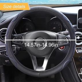 img 3 attached to Enhanced Comfort and Style: Black/Blue Leather Car Steering Wheel Cover - Non-Slip Universal 15" Protector for Cars, SUVs & Vehicles, Ideal Interior Accessory for Men and Women