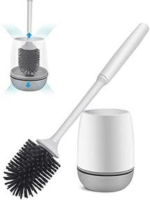 img 2 attached to Silicone Bristle Toilet Bowl Brush and Holder Set by PowerDoF - Sturdy Cleaning Brush with Quick-Drying Holder for Bathroom Storage and Organization