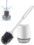 silicone bristle toilet bowl brush and holder set by powerdof - sturdy cleaning brush with quick-drying holder for bathroom storage and organization logo