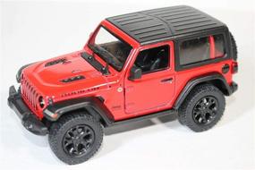 img 4 attached to KiNSMART 2018 Jeep Wrangler Red Rudicon Hard Top - 5 inch 1:34 Scale Die Cast Metal Model Toy with Pullback Action