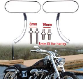 img 2 attached to Chrome 8Mm 10Mm Motorcycle Oval Rearview Mirrors For Harley Dyna Softail Sportster Touring Kawasaki Suzuki