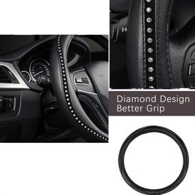 img 1 attached to 🚗 Auto Youth Steering Wheel Cover with Crystal Studded Rhinestone Bling Styling for Car, SUV, Truck - Heavy Duty, Anti-Slip, Provides Excellent Grip - Standard Size 15 inch