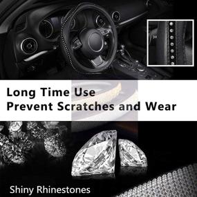 img 2 attached to 🚗 Auto Youth Steering Wheel Cover with Crystal Studded Rhinestone Bling Styling for Car, SUV, Truck - Heavy Duty, Anti-Slip, Provides Excellent Grip - Standard Size 15 inch