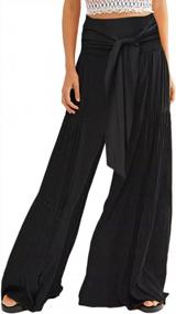 img 4 attached to 👖 Lrady Womens Wide Leg Palazzo Lounge Pajama Pants: Stylish High Waist Beach Boho Trousers