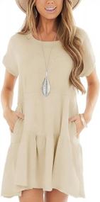 img 4 attached to Платье Flowy Swing T Shirt с короткими рукавами для женщин в стиле Бэби-Долл, повседневное и миленькое с удобными карманами - Minclouse.