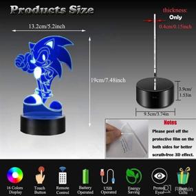 img 2 attached to LOUHH Sonic Toys Night Light: 3D Hedgehog 16 Color Change w/ Remote - Perfect Boys Bedroom Decoration and Birthday Gift