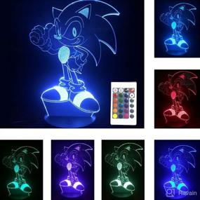 img 4 attached to LOUHH Sonic Toys Night Light: 3D Hedgehog 16 Color Change w/ Remote - Perfect Boys Bedroom Decoration and Birthday Gift