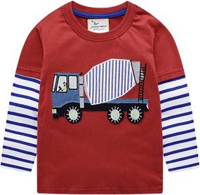 img 4 attached to Frogwill Toddler Excavator Cartoon Construction Boys' Clothing: Tops, Tees & Shirts Collection for Little Builders