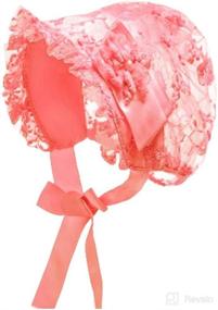 img 4 attached to 👑 FENICAL Baby Girls Bonnet Lace Hat Caps: Elegant Christening Bonnet for Infant Princesses, Sun Protection & Cute Photo Props for 1-3 Years