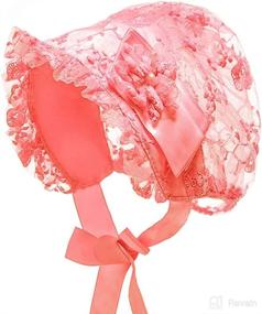 img 1 attached to 👑 FENICAL Baby Girls Bonnet Lace Hat Caps: Elegant Christening Bonnet for Infant Princesses, Sun Protection & Cute Photo Props for 1-3 Years