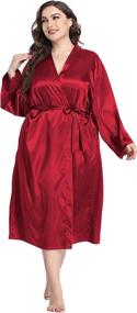 img 3 attached to Роскошное наслаждение комфортом с женской длинной сатиновой кимоно-халатом и ночной сорочкой.