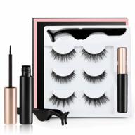 💫 magnetic eyelashes and eyeliner kit: upgraded 3d magnetic eyelash kit with tweezers - 3 pairs reusable false lashes, natural look, no glue needed logo