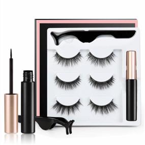 img 4 attached to 💫 Magnetic Eyelashes and Eyeliner Kit: Upgraded 3D Magnetic Eyelash Kit with Tweezers - 3 Pairs Reusable False Lashes, Natural Look, No Glue Needed