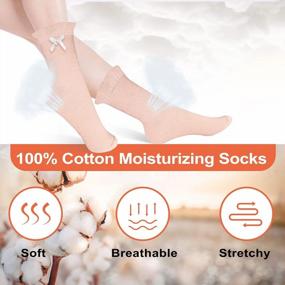img 3 attached to 2 Pairs 100% Cotton Moisturizing Socks For Women - Dry Feet Overnight, Breathable Heel Hydrating Foot Spa Treatment To Heal Eczema.