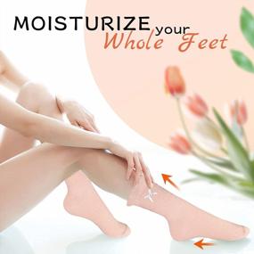 img 1 attached to 2 Pairs 100% Cotton Moisturizing Socks For Women - Dry Feet Overnight, Breathable Heel Hydrating Foot Spa Treatment To Heal Eczema.