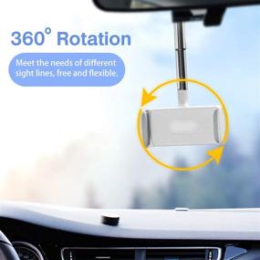 img 1 attached to 360 Rear View Mirror Phone Holder Phone Stand For Car Mount Cell Phone Automobile Cradle GPS Holder Adjustable Car Back Seat Mobile Phone Holder Degrees Rotating Retractable(White2Pcs)