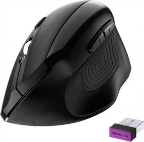 img 4 attached to Memzuoix Wireless Ergonomic Mouse, Upgraded 2.4G Optical Cordless Mice With 800 / 1200 /1600 DPI, Vertical Computer Wireless Mouse For Laptop, Mac, PC, Desktop (For Right Hand, Large), Black