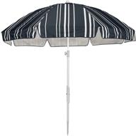 premium navy striped beach umbrella - wind resistant, sand anchor & upf 50+ sun protection for picnic, backyard & lawn logo