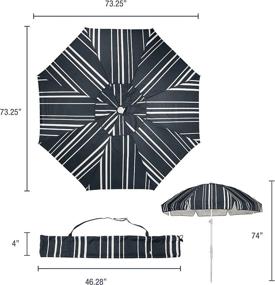 img 3 attached to Premium Navy Striped Beach Umbrella - Wind Resistant, Sand Anchor & UPF 50+ Sun Protection For Picnic, Backyard & Lawn