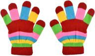 pink striped kids gloves magic girls' accessories at cold weather logo