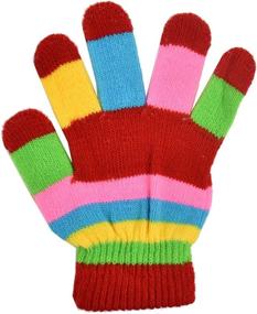 img 1 attached to Pink Striped Kids Gloves Magic Girls' Accessories at Cold Weather
