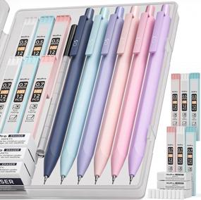 img 4 attached to Nicpro'S Cute Pastel Mechanical Pencil Set: 6 Pencils, 6 Lead Refills, 3 Erasers, 9 Eraser Refills - Perfect For Students Writing, Drawing, Sketching - Comes With Adorable Case!