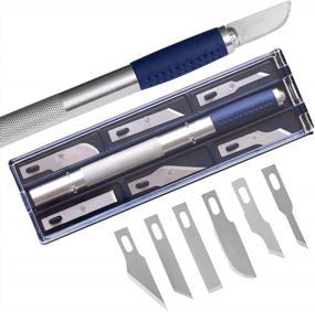 img 4 attached to 7 Piece Precision Hobby Knife Set - Carbon Steel Art Knives For Crafting, Exacto Compatible - Portman Craft Knife Kit