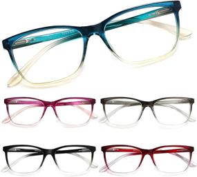 img 4 attached to Stylish Women'S Reading Glasses With Blue Light Blocking & Spring Hinges - Fashionable Patterned Eyeglasses For Screen Time