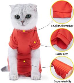 img 3 attached to Dotoner Cat Recovery Suit for Female Male Pet Surgery - Long Sleeve 🐱 Prevent Shedding Recovery Snugly Suit & E-Collar Alternative Onsies - Ideal After Surgical Pajamas