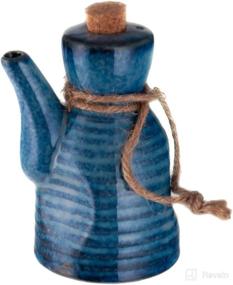 img 1 attached to 🍶 HSSD-BLUE7: Authentic Japanese Style Earthenware Ceramic Oil & Sauce Dispenser, 7 fl oz, Blue