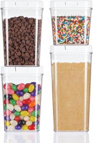 img 4 attached to Organize Your Pantry With MDesign Airtight Food Storage Containers -Combo Pack For Cereal, Snacks, Pasta, Candy, Rice, Beans And Baking - BPA Free (Set Of 4)