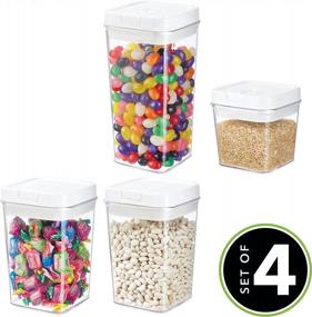 img 3 attached to Organize Your Pantry With MDesign Airtight Food Storage Containers -Combo Pack For Cereal, Snacks, Pasta, Candy, Rice, Beans And Baking - BPA Free (Set Of 4)