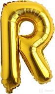 🎈 gold 16-inch alphabet and number balloons for wedding and birthday party decorations - hanging foil film balloon banner - air mylar balloons (16 inch gold r) логотип